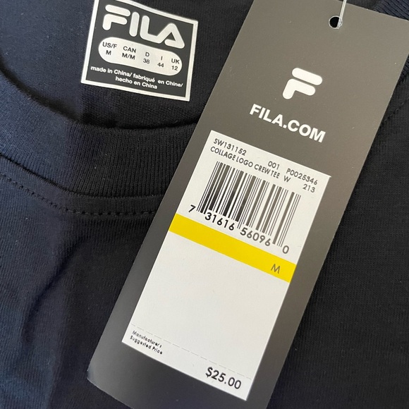 FILA Collage Logo Crew T-Shirt Nwt - Picture 4 of 4